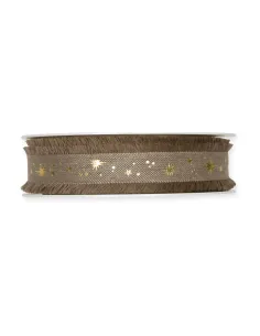 NASTRO STAMPATO LINO SFRANGIATO  "STARS" 977-025 2