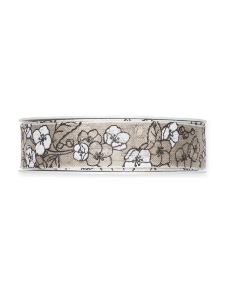 NASTRO IN LINO STAMPATO "FIORI" 1162-025