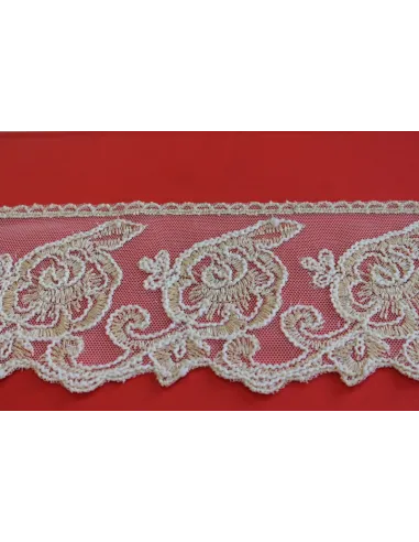 PIZZO TULLE RICAMATO CON PIETRE 12 CM KB9341-12