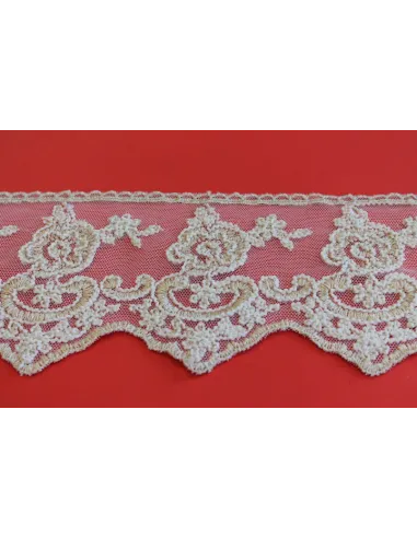 PIZZO TULLE RICAMATO CON PIETRE 12 CM KB9342-12
