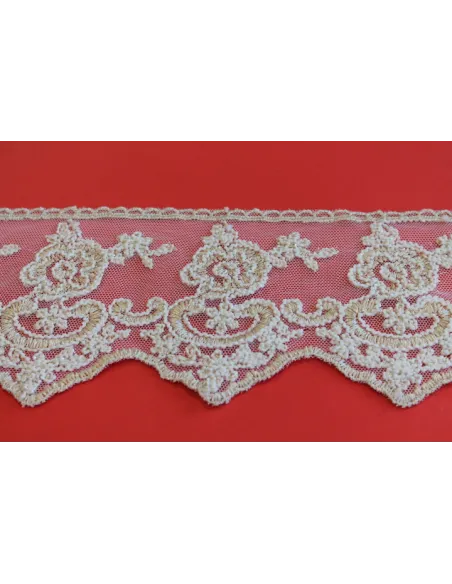 PIZZO TULLE RICAMATO CON PIETRE 12 CM KB9342-12