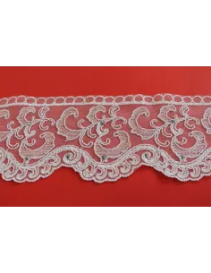 PIZZO TULLE RICAMATO CON PIETRE 10 CM KB9446-10