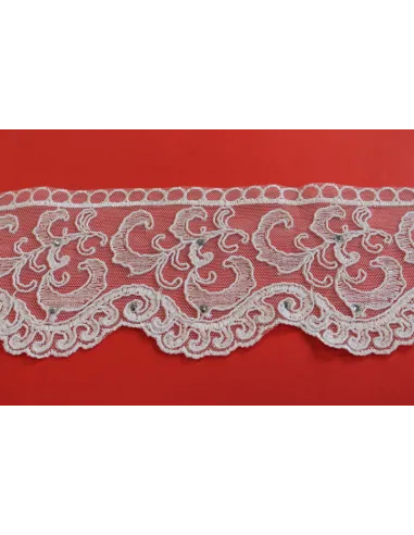 PIZZO TULLE RICAMATO CON PIETRE 10 CM KB9446-10