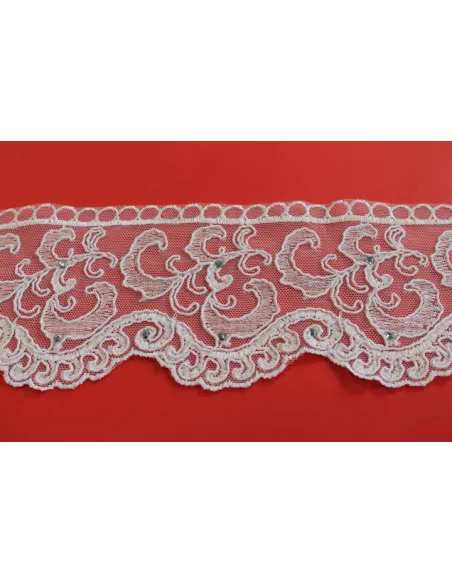 PIZZO TULLE RICAMATO CON PIETRE 10 CM KB9446-10