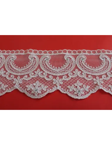 PIZZO TULLE RICAMATO CON PIETRE 10 CM KB9449-10