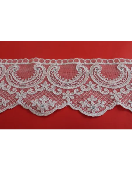 PIZZO TULLE RICAMATO CON PIETRE 10 CM KB9449-10