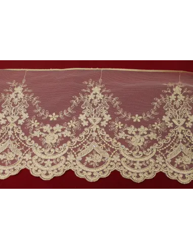 PIZZO TULLE RICAMATO CON PIETRE 20 CM KB9450-20
