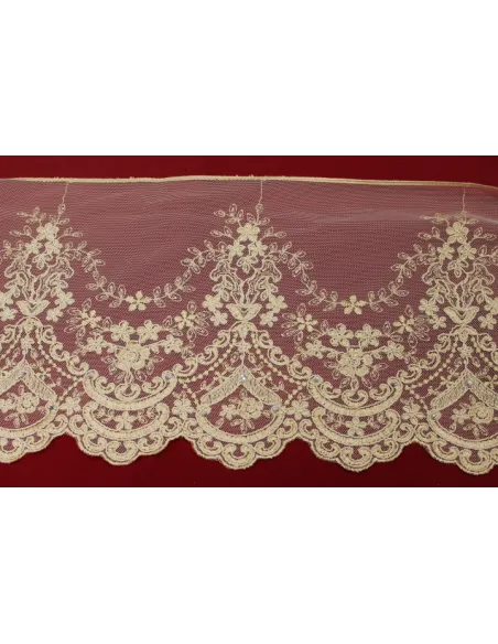 PIZZO TULLE RICAMATO CON PIETRE 20 CM KB9450-20