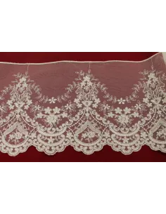 PIZZO TULLE RICAMATO CON PIETRE 20 CM KB9450-20 2