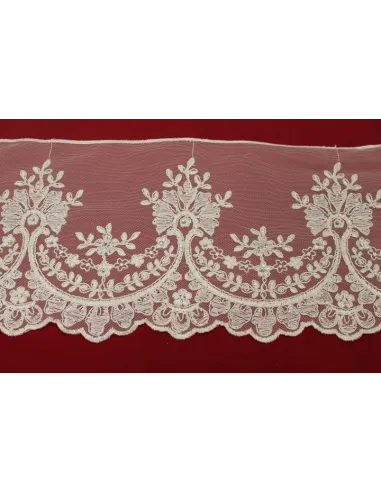 PIZZO TULLE RICAMATO CON PIETRE 20 CM KB9454-20