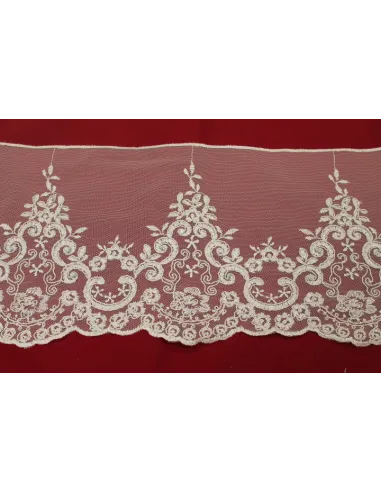 PIZZO TULLE RICAMATO CON PIETRE 20 CM KB9455-20