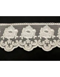 PIZZO TULLE  RICAMATO CON PIETRE 12 CM KB9717-12S