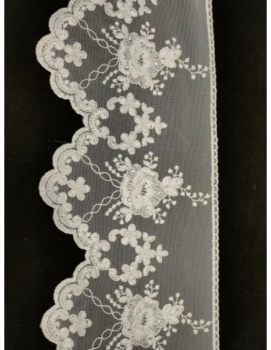 PIZZO TULLE RICAMATO CON PIETRE 20 CM KB9717-20S
