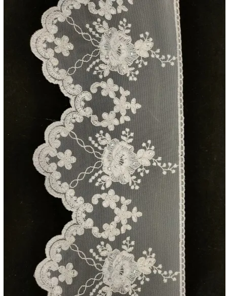 PIZZO TULLE RICAMATO CON PIETRE 20 CM KB9717-20S