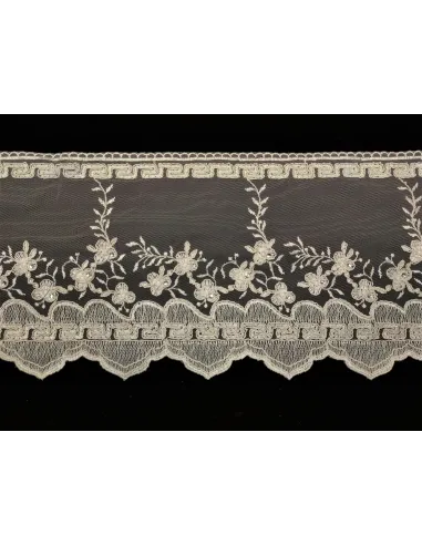 PIZZO TULLE RICAMATO CON PIETRE 20 CM KB9719-20S