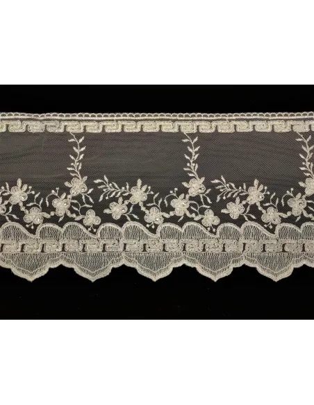 PIZZO TULLE RICAMATO CON PIETRE 20 CM KB9719-20S