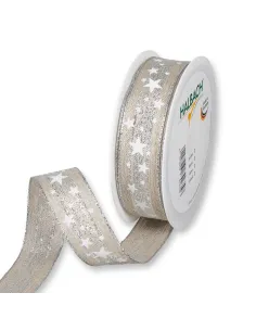NASTRO NATALIZIO LINO CON STAMPA "STELLE"  4 CM 679-040