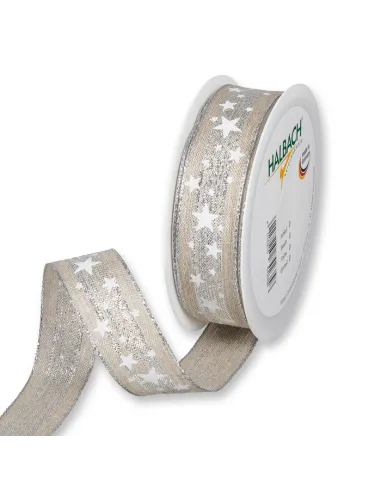NASTRO NATALIZIO LINO CON STAMPA "STELLE"  4 CM 679-040