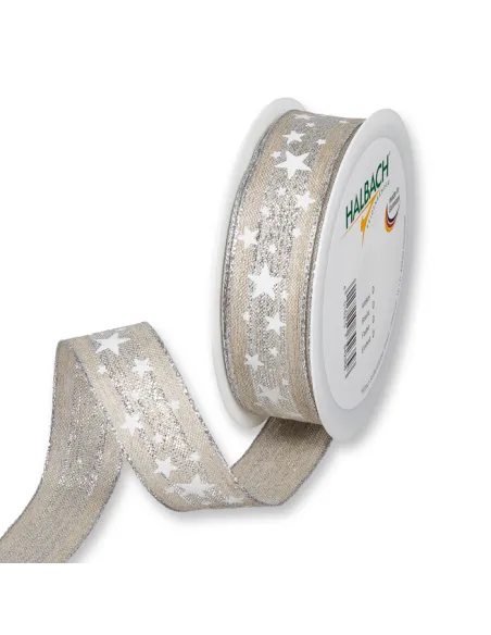 NASTRO NATALIZIO LINO CON STAMPA "STELLE"  4 CM 679-040