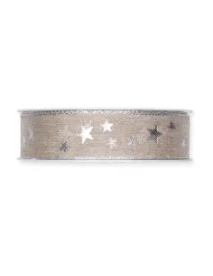 NASTRO IN LINO STAMPATO  "STARS"  H.2.5CM 698-025