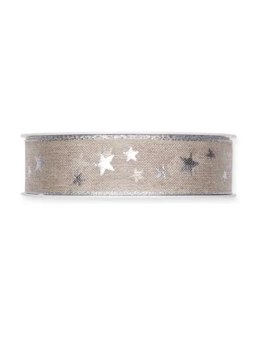 NASTRO IN LINO STAMPATO  "STARS"  H.2.5CM 698-025