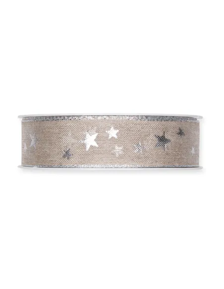 NASTRO IN LINO STAMPATO  "STARS"  H.2.5CM 698-025