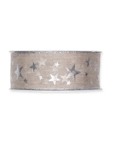 NASTRO IN LINO STAMPATO  "STARS" 4CM 698-040