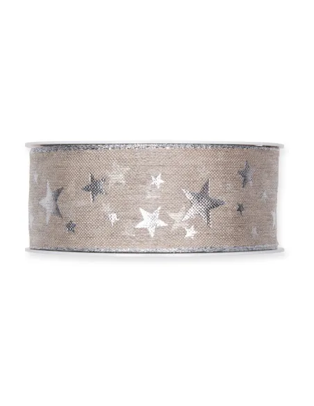 NASTRO IN LINO STAMPATO  "STARS" 4CM 698-040