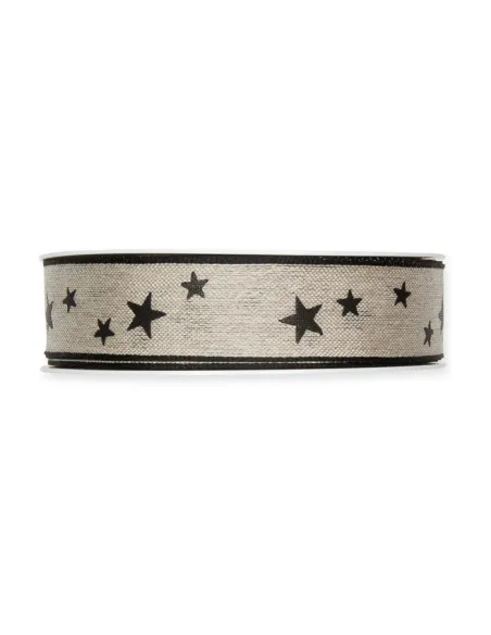 NASTRO IN LINO STAMPATO  "STARS" 898-025