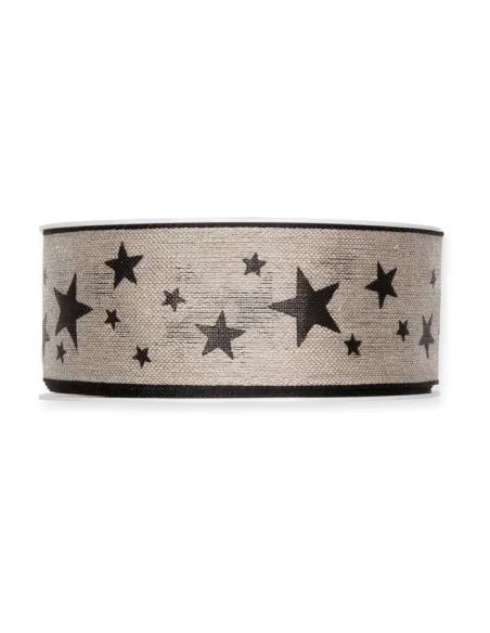NASTRO IN LINO STAMPATO  "STARS" 898-040