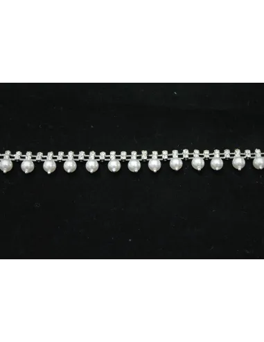 PASSAMANERIA MODA CON STRASS PERLA XH06