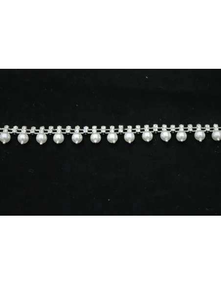 PASSAMANERIA MODA CON STRASS PERLA XH06