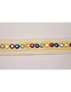 PASSAMANERIA MODA ETNICA CON SPECCHIETTI MULTICOLOR   H7.CM -CF 9.10MT XS20