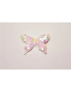 APPLICAZIONE MODA FARFFALLA GLITTER BIANCO       CF 5 PCS YYH16