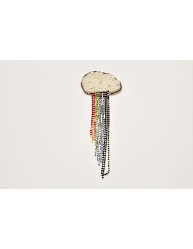 APPLICAZIONE MODA CON PERLINE E STRASS   MULTICOLOR   H13 CM - CF 1 PCS ZRS05