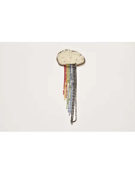APPLICAZIONE MODA CON PERLINE E STRASS   MULTICOLOR   H13 CM - CF 1 PCS ZRS05