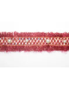 Passamaneria Moda Rosso di Mt 10, altezza 3,5 cm, in POLIESTERE/PERLE F.RED