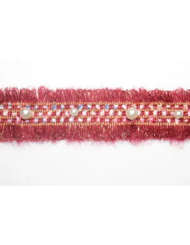 Passamaneria Moda Rosso di Mt 10, altezza 3,5 cm, in POLIESTERE/PERLE F.RED