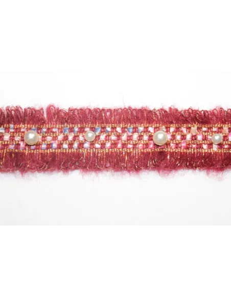Passamaneria Moda Rosso di Mt 10, altezza 3,5 cm, in POLIESTERE/PERLE F.RED