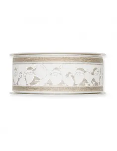 NASTRO NATALIZIO IN LINO CON BABBO NATALE 4cm 286-040
