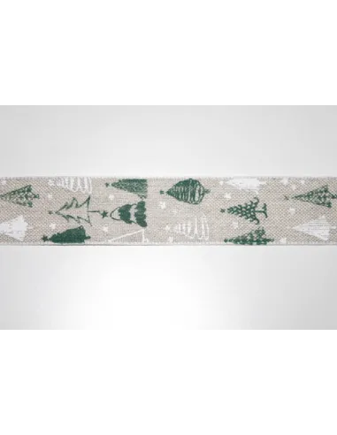 NASTRO NATALIZIO IN LINO CON STAMPE 2,5CM 564/025