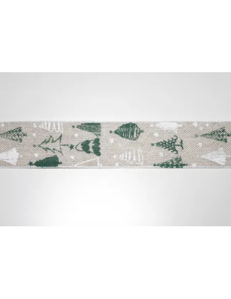 NASTRO NATALIZIO IN LINO CON STAMPE 2,5CM 564/025