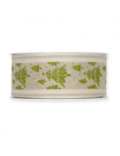 NASTRO STAMPATO IN LINO  "ALBERI NATALE " 883-040