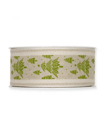 NASTRO STAMPATO IN LINO  "ALBERI NATALE " 883-040