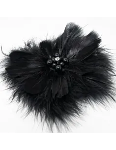 APPLICAZIONE MODA PIUME STRUZZO CON PERLINE OSTRICH-001.BLACK
