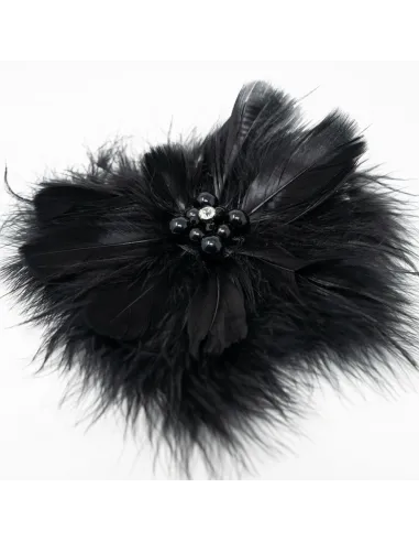 APPLICAZIONE MODA PIUME STRUZZO CON PERLINE OSTRICH-001.BLACK