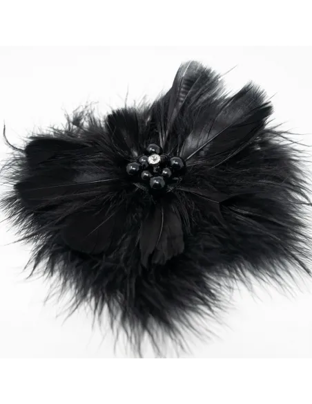 APPLICAZIONE MODA PIUME STRUZZO CON PERLINE OSTRICH-001.BLACK