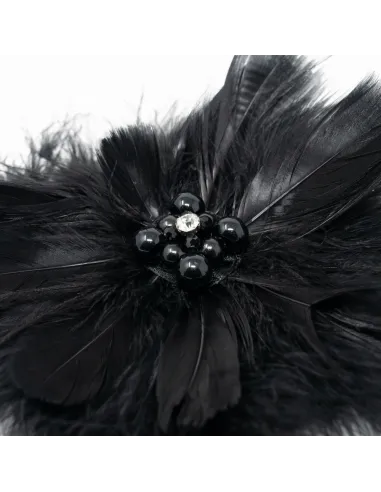 APPLICAZIONE MODA PIUME STRUZZO CON PERLINE OSTRICH-001.BLACK