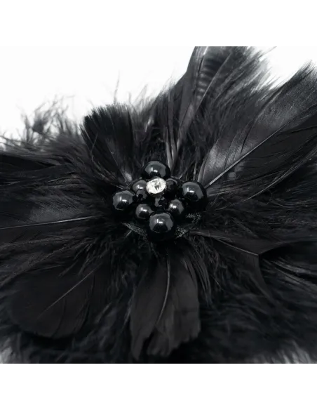APPLICAZIONE MODA PIUME STRUZZO CON PERLINE OSTRICH-001.BLACK
