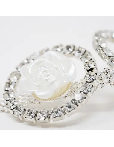 PASSAMANERIA GIOIELLO CON ROSE MADRE PERLA CC1